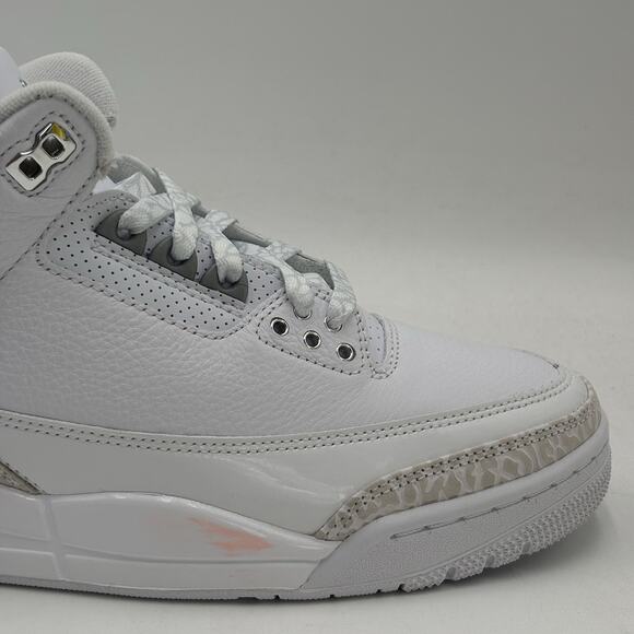 Nike Air Jordan 3 Retro White Metallic Silver Sneakers CT8532 111 Men Size 8.5